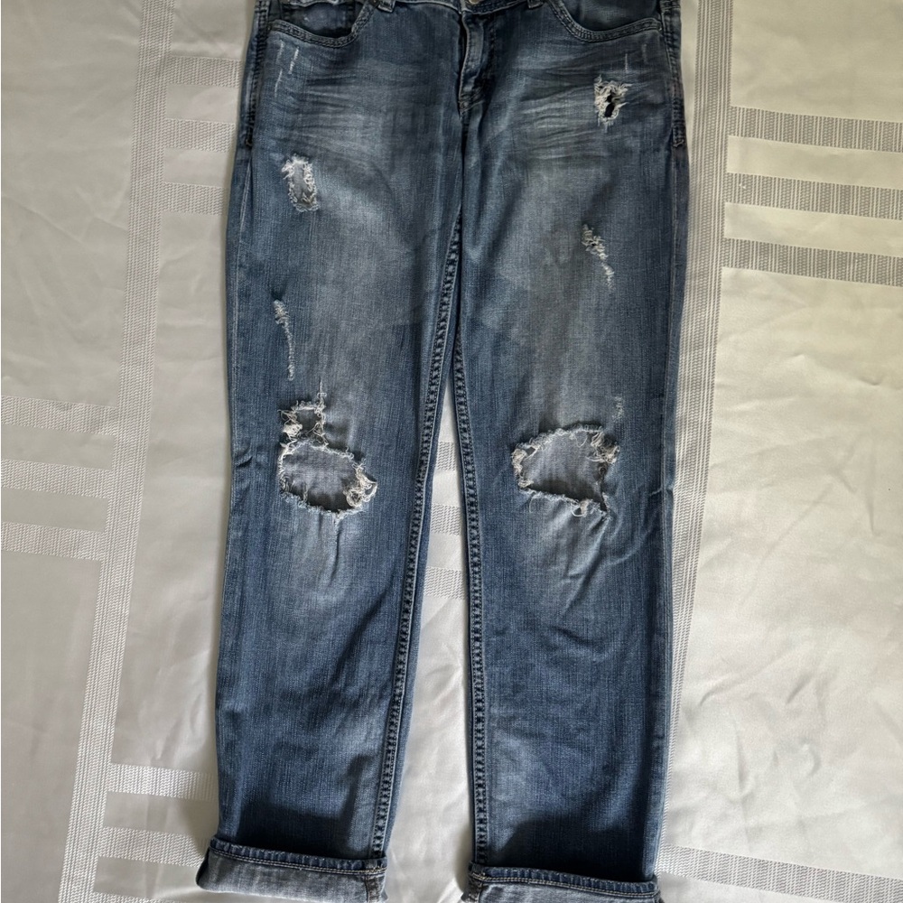 Distressed Blue Boyfriend Jeans